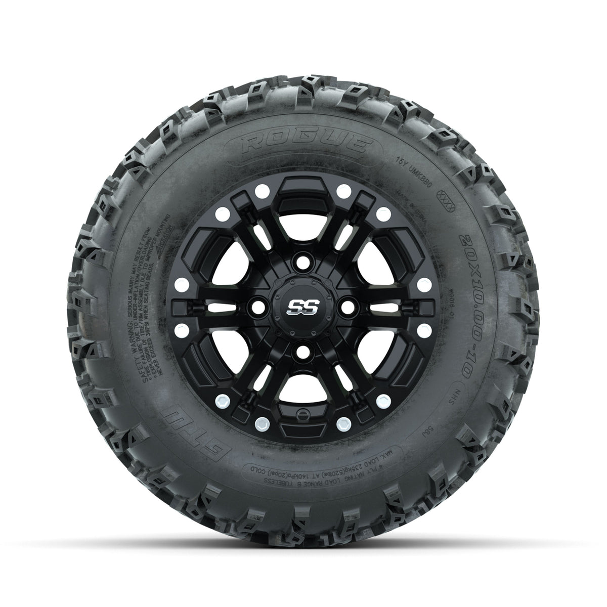 GTW Specter Matte Black 10 in Wheels with 20x10.00-10 Rogue All Terrain Tires  Full Set