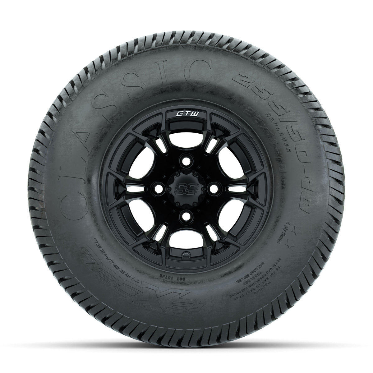 GTW Spyder Matte Black 10 in Wheels with 22x11-10 Excel Classic Street Tires  Full Set