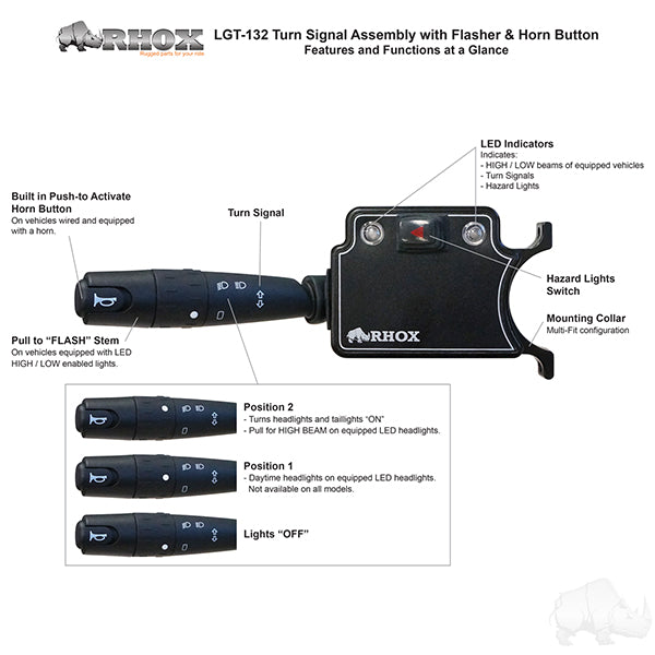 Conjunto de señal de giro con botón de bocina y luz intermitente, 12 V, PN n.° LGT-132A