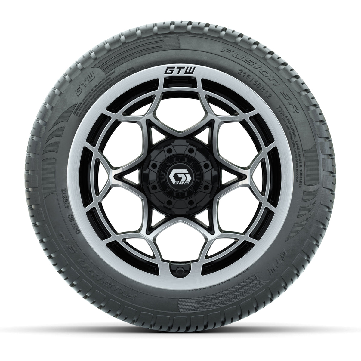 GTW Nexus Gloss Black 12 in Wheels with 215/50-R12 Fusion S/R Steel Belt Radial Tires  Full Set