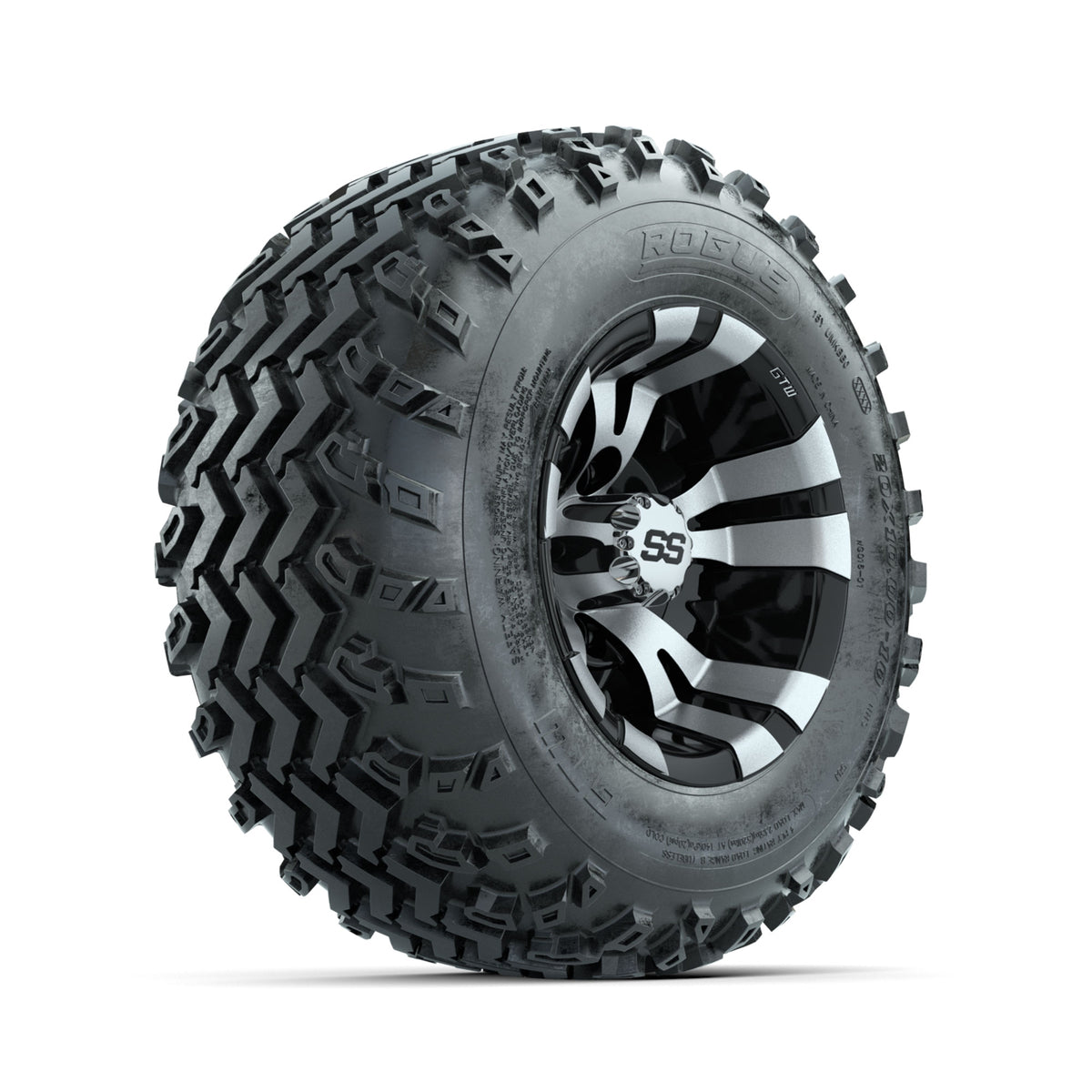 GTW Vampire Machined/Black 10 in Wheels with 20x10.00-10 Rogue All Terrain Tires  Full Set