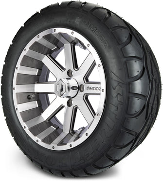 Lakeside Buggies MODZ® 14" Assault Machined Gunmetal Wheels & Street Tires Combo- MACHINED GUNMETAL Modz Tire & Wheel Combos