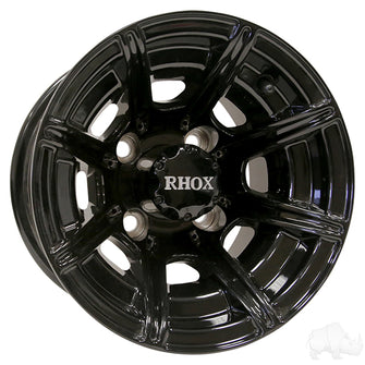 Lakeside Buggies RHOX RX151, 8 Spoke Gloss Black w/ Center Cap, 10x7 ET-25- TIR-RX151 Rhox Wheels