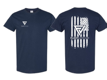 Navy Men's Fleet Lithium T-Shirt White Logo Print Fleet Lithium Apparel undefined