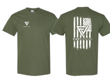 Military Green Men's Fleet Lithium T-Shirt White Logo Print Fleet Lithium Apparel undefined