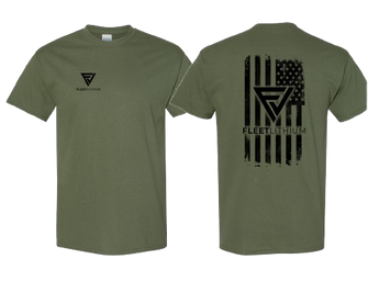 Military Green Men's Fleet Lithium T-Shirt Black Logo Print Fleet Lithium Apparel undefined