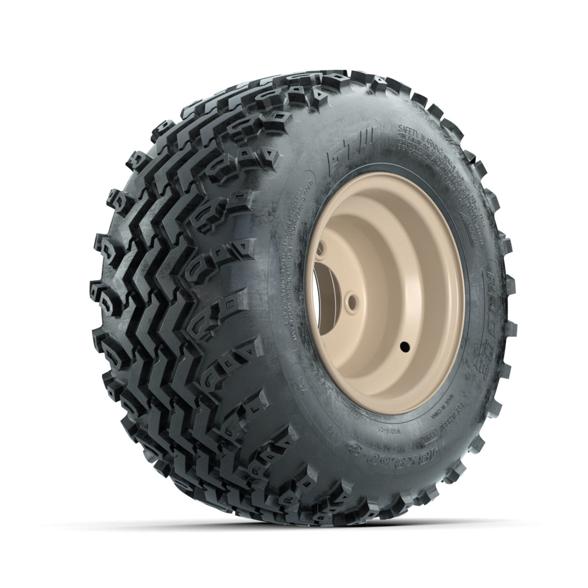 GTW Steel Club Car Beige Centered 8 in Wheels with 18x9.50-8 Rogue All Terrain Tires  Full Set