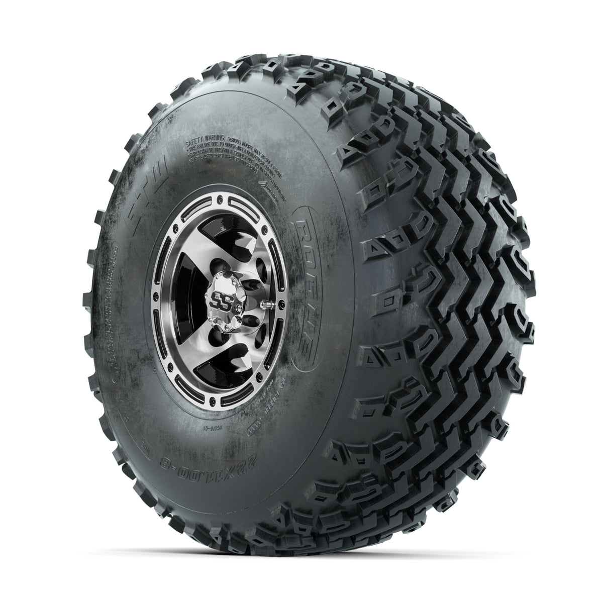GTW Ranger Machined/Black 8 in Wheels with 22x11.00-8 Rogue All Terrain Tires  Full Set