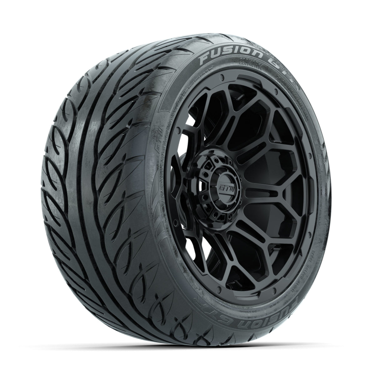 GTW Bravo Matte Black 14 in Wheels with 225/40-R14 Fusion GTR Street Tires  Full Set