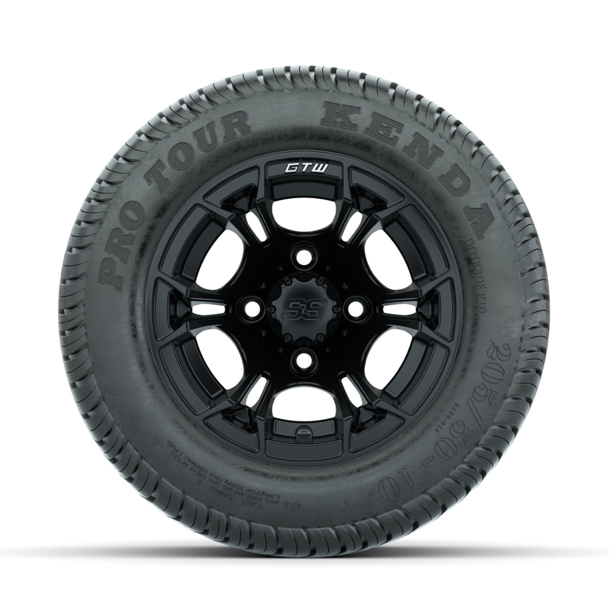 GTW Spyder Matte Black 10 in Wheels with 205/50-10 Kenda Pro Tour Low-profile Tires  Full Set