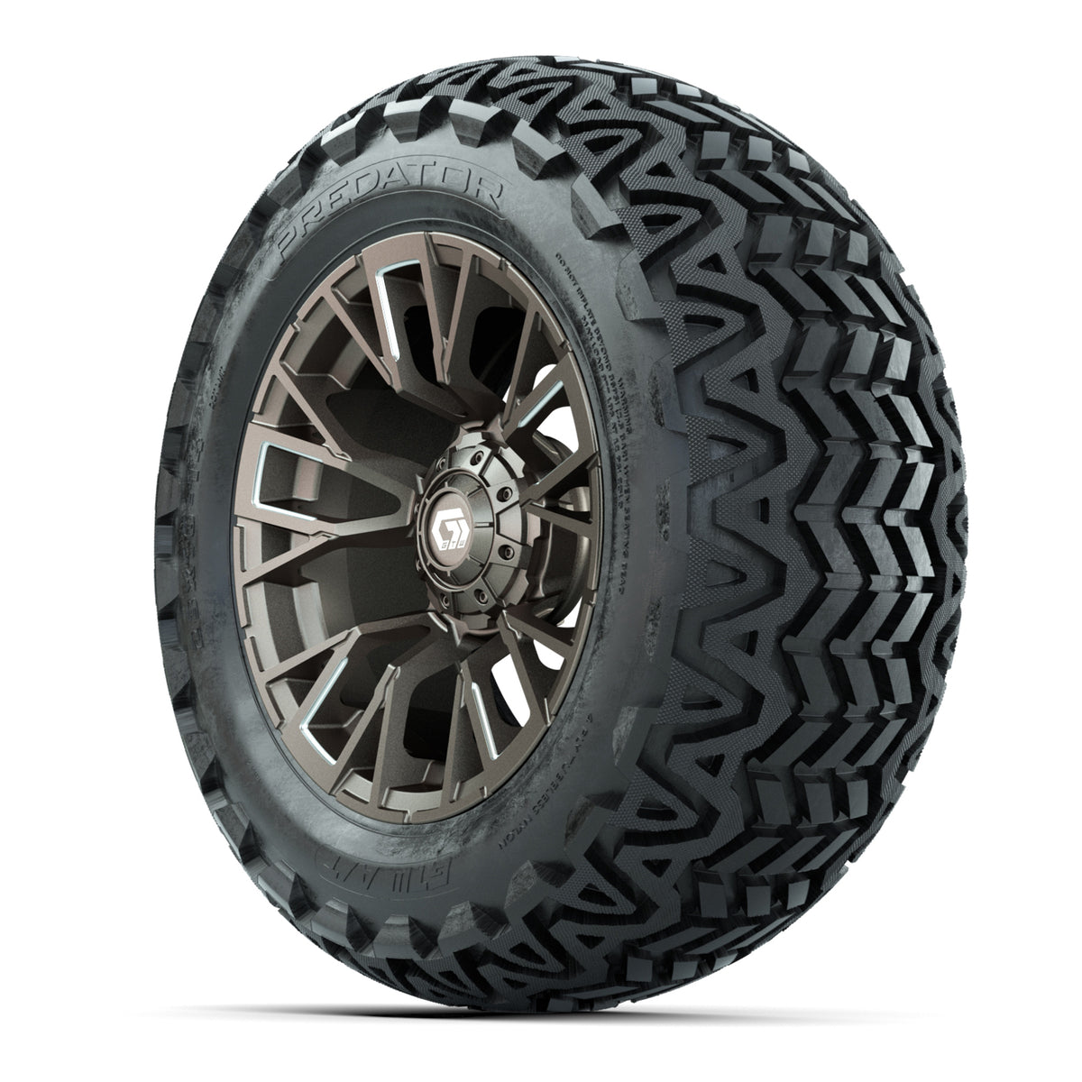 GTW Vandal Satin Bronze/Machined 14 in Wheels with 23x10-14 Predator All-Terrain Tires  Full Set