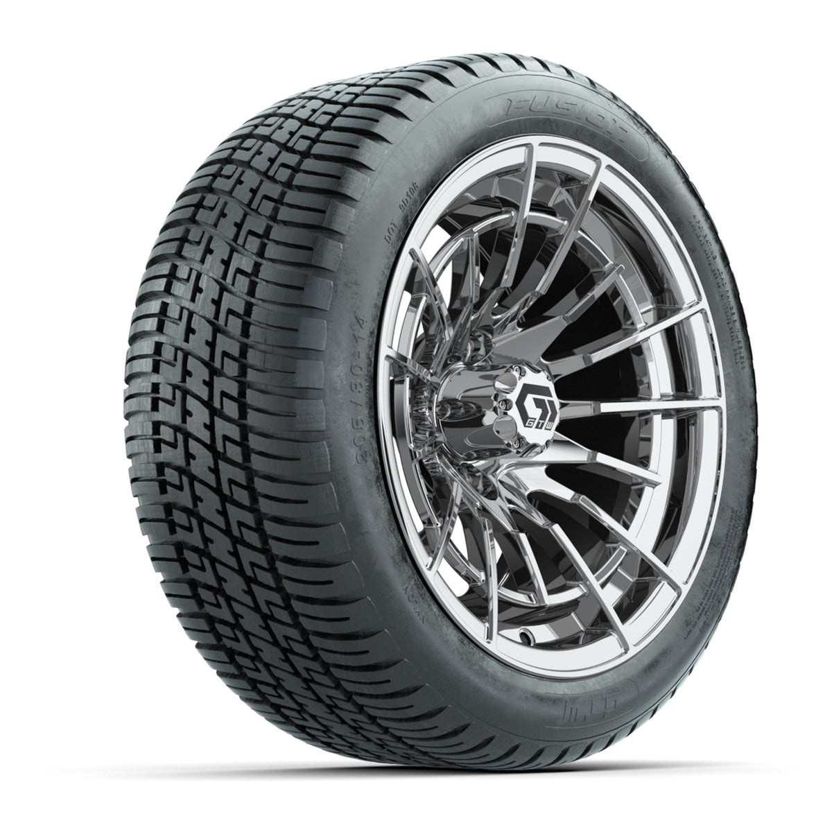GTW Boost Chrome 14 in Wheels with 205/30-14 Fusion Street Tires  Full Set
