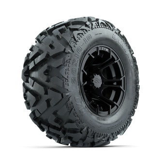 GTW Spyder Matte Black 10 in Wheels with 20x10-10 Barrage Mud Tires  Full Set