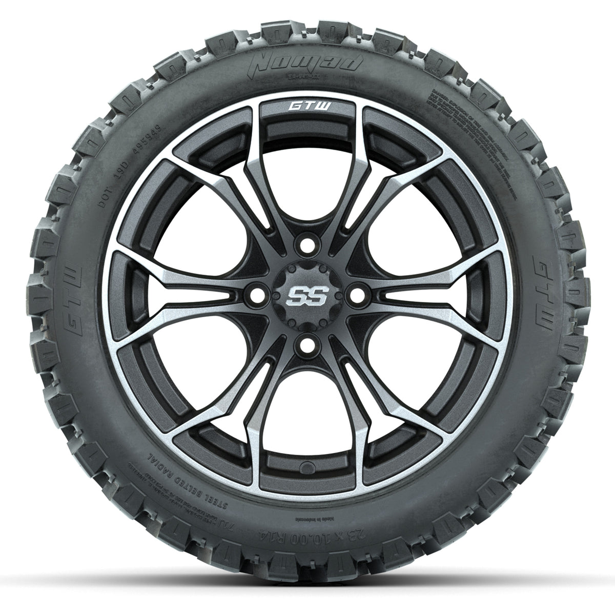 GTW Spyder Matte Grey 14 in Wheels with 23x10-14 GTW Nomad All-Terrain Tires  Full Set