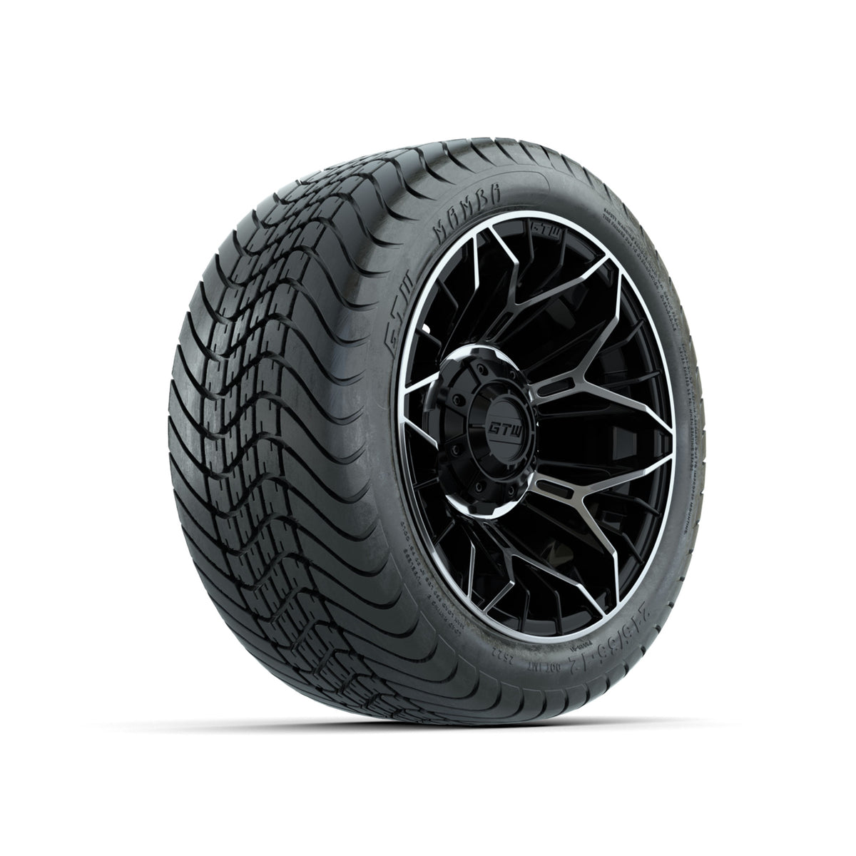 Set of (4) 12 in GTW Stellar Machined & Black Wheels with 215/35-12 Mamba Street Tires