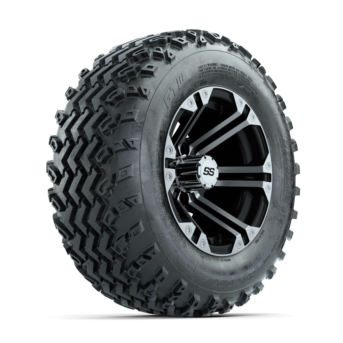 GTW Specter Machined/Black 12 in Wheels with 23x10.00-12 Rogue All Terrain Tires  Full Set