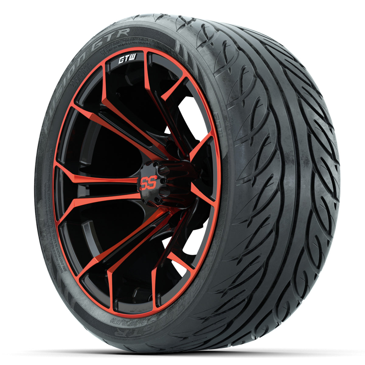 GTW Spyder Red/Black 14 in Wheels with 205/40-R14 Fusion GTR Street Tires  Full Set