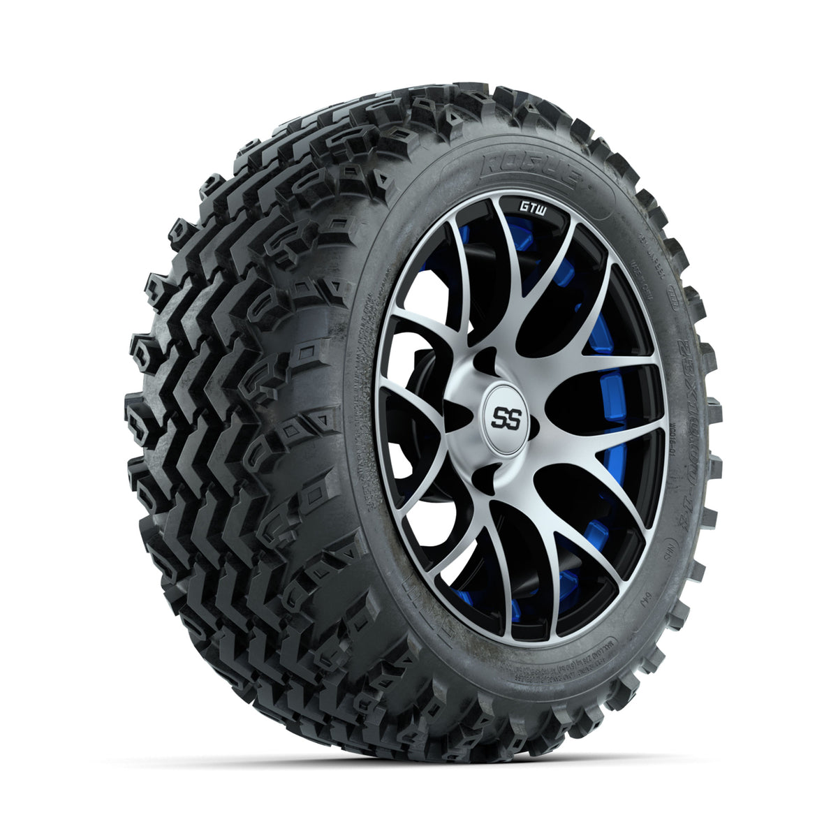 GTW Pursuit Blue 14 in Wheels with 23x10.00-14 Rogue All Terrain Tires  Full Set