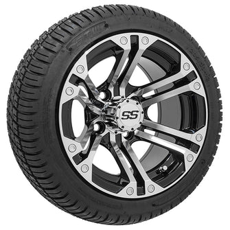 GTW Specter Black and Machined Wheels with 18in Fusion DOT Approved Street Tires - 12 Inch