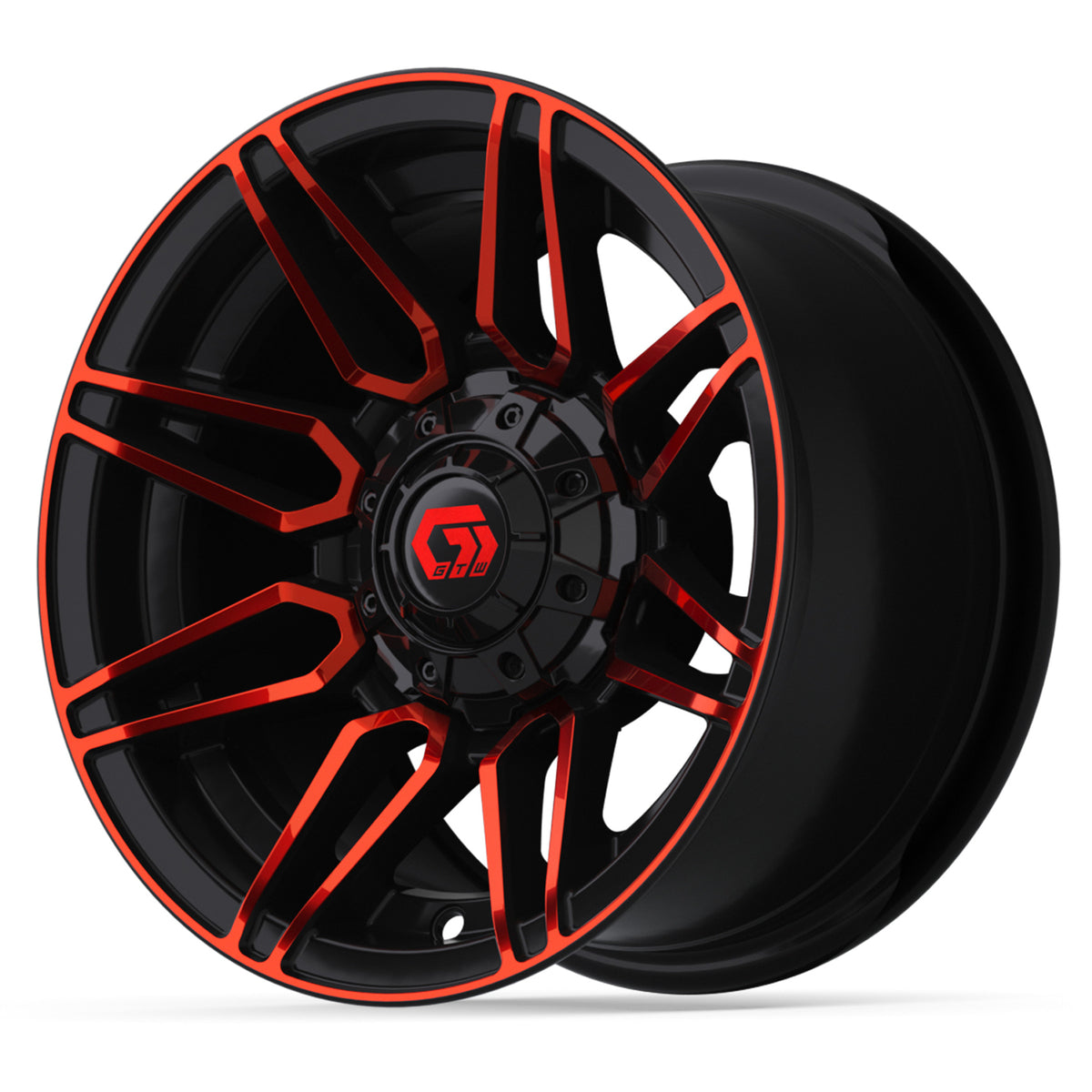 12" GTW Stealth Gloss Black with Red Face Wheel