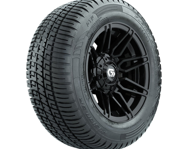 GTW Stealth Gloss Black 12 in Wheels with 215/50-R12 Fusion S/R Steel ...