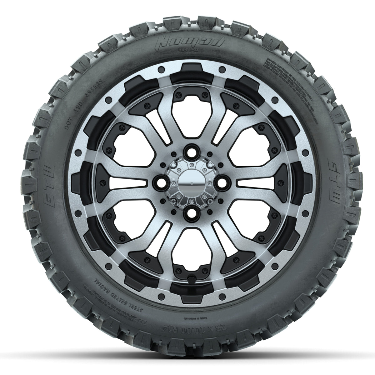 Set of (4) 14 in GTW Omega Wheels with 23x10-14 GTW Nomad All-Terrain Tires