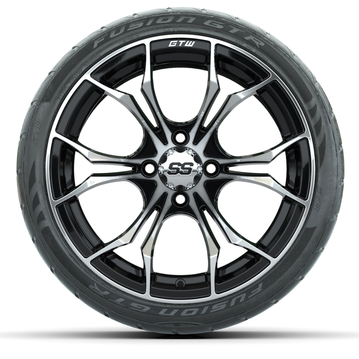 GTW Spyder Machined/Black 15 in Wheels with 215/40-R15 Fusion GTR Street Tires  Full Set