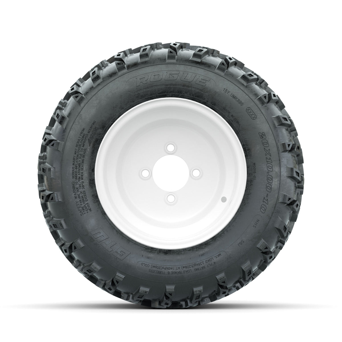 GTW Steel White 10 in Wheels with 20x10.00-10 Rogue All Terrain Tires  Full Set