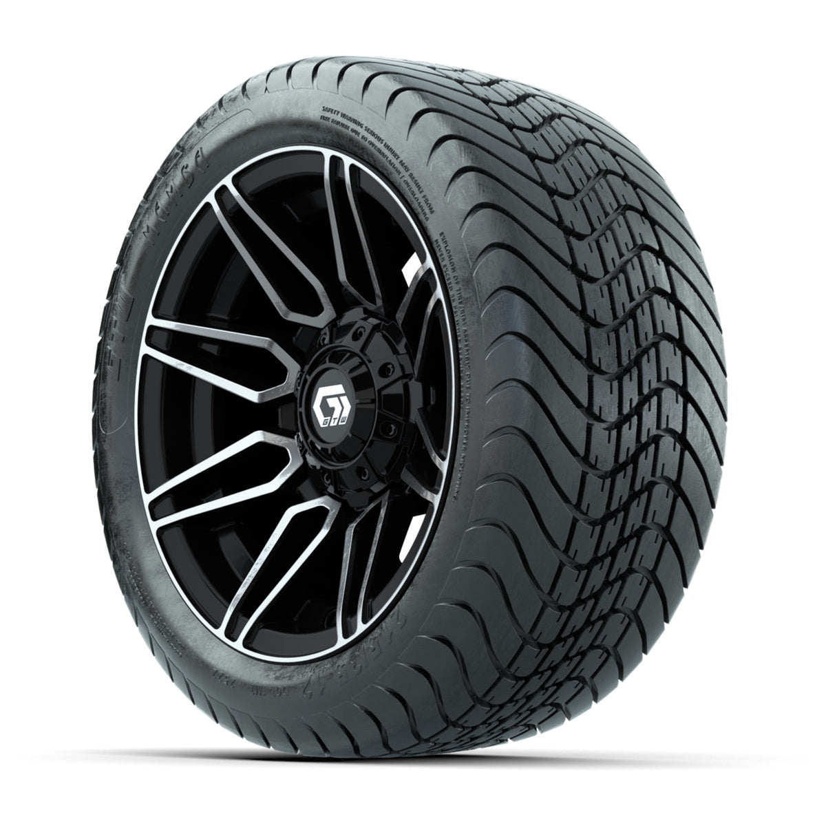 GTW Stealth Black/Machined 12 in Wheels with 215/35-12 Mamba Street Tires  Full Set