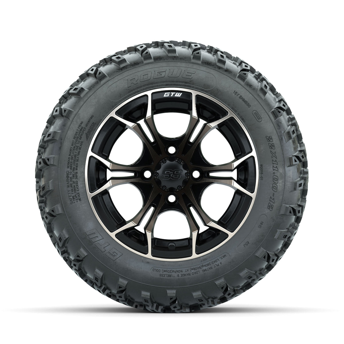 GTW Spyder Bronze/Matte Black 12 in Wheels with 22x11.00-12 Rogue All Terrain Tires  Full Set