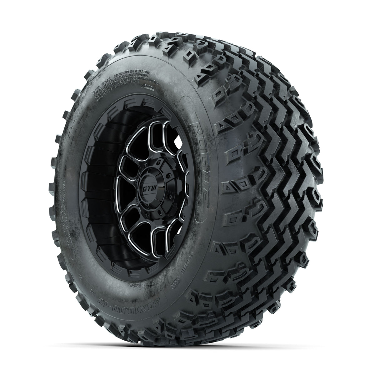 GTW Titan Machined/Black 12 in Wheels with 23x10.00-12 Rogue All Terrain Tires  Full Set
