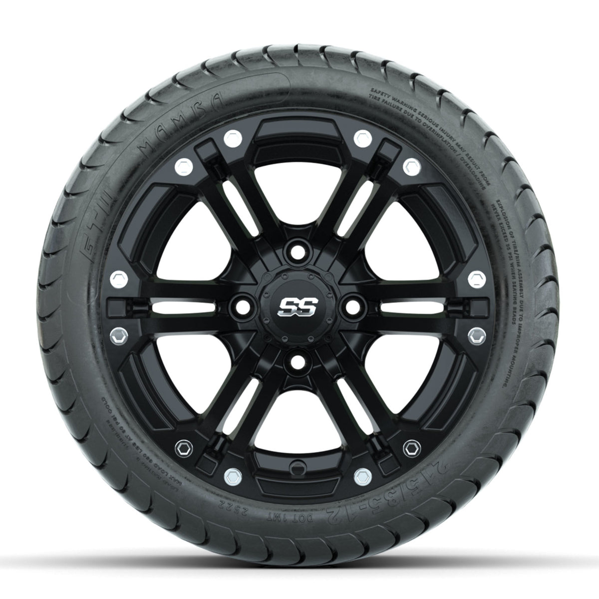 GTW Specter Matte Black 12 in Wheels with 215/35-12 Mamba Street Tires  Full Set