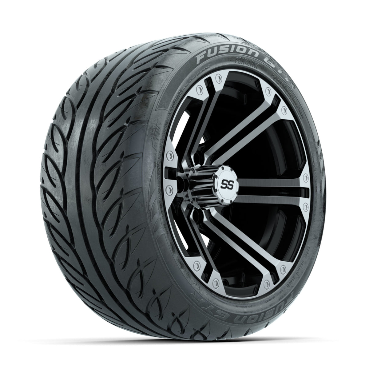 GTW Specter Machined/Black 14 in Wheels with 225/40-R14 Fusion GTR Street Tires  Full Set