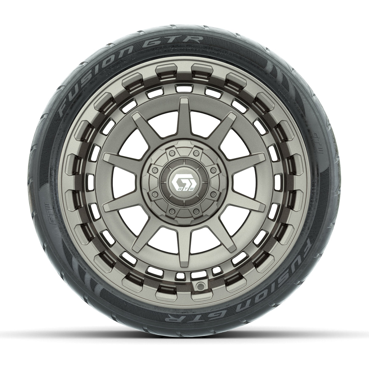 GTW Barricade Satin Bronze 14 in Wheels with 205/40-R14 Fusion GTR Steel Belted Street Tires  Full Set