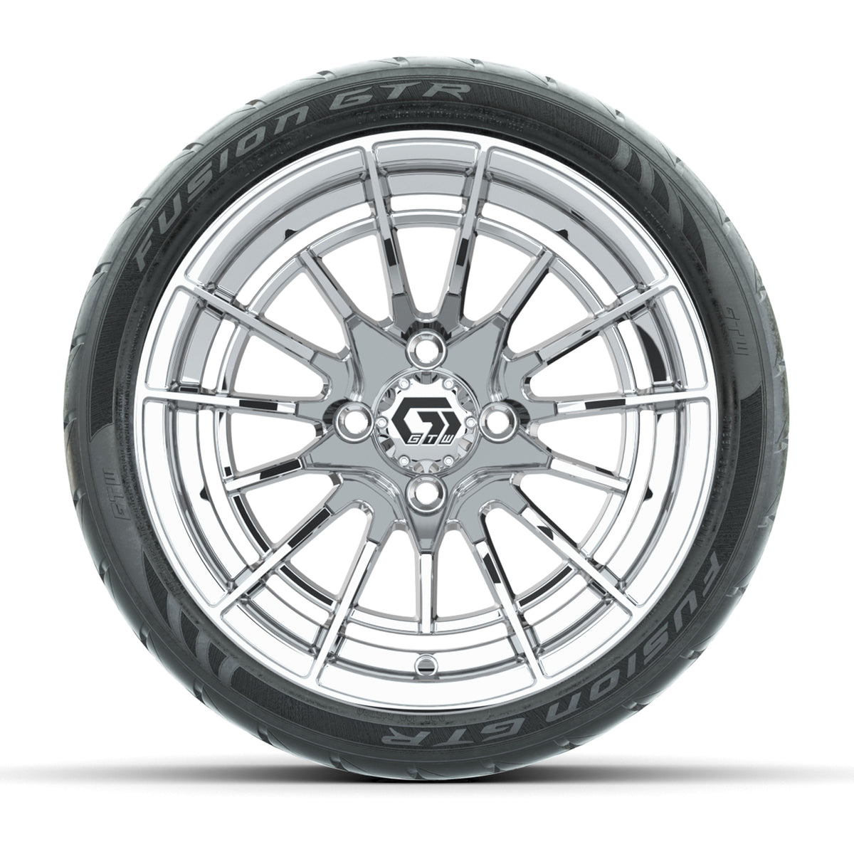 GTW Boost Chrome 14 in Wheels with 205/40-R14 Fusion GTR Steel Belted Street Tires  Full Set
