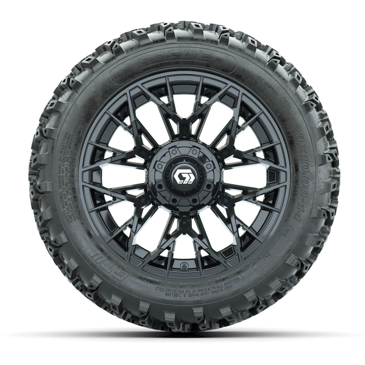 GTW Stellar Black 14 in Wheels with 23x10.00-14 Rogue All Terrain Tires  Full Set