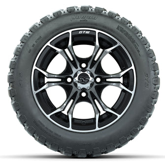 GTW Spyder Machined/Black 12 in Wheels with 20x10-R12 GTW Nomad All-Terrain Tires  Full Set