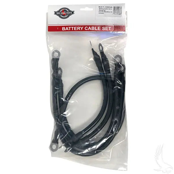 Battery Cable SET, Includes (1) 21" (2) 16" (2) 9" 4 gauge, E-Z-Go Marathon 94 & down Redhawk 
