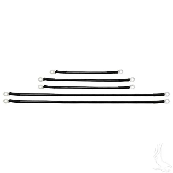 Battery Cable SET, Includes (2) 21" (2) 12" (1) 9" 4 gauge, Club Car Tempo, Onward, Prec w/ 8V Batt Redhawk 