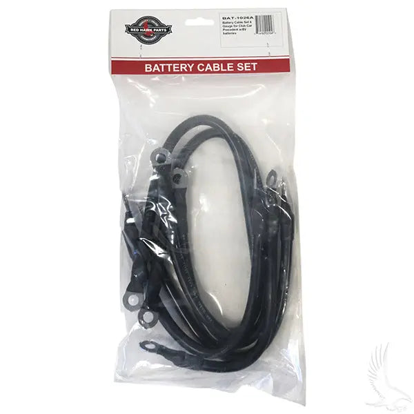 Battery Cable SET, Includes (2) 21" (2) 12" (1) 9" 4 gauge, Club Car Tempo, Onward, Prec w/ 8V Batt Redhawk 