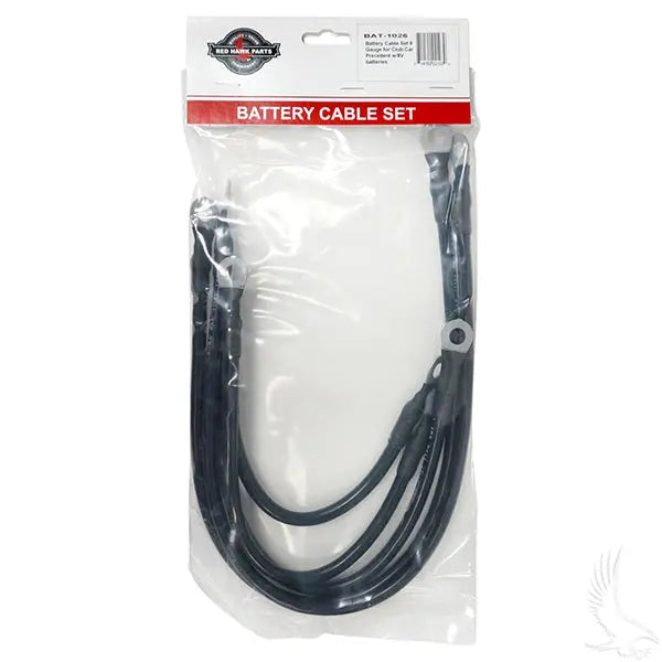 Battery Cable SET, Includes (2) 21" (2) 12" (1) 9" 6 gauge, Club Car Tempo, Onward, Prec w/ 8V Batt Redhawk 