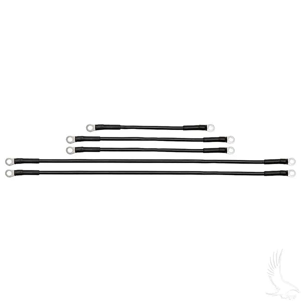 Battery Cable SET, Includes (2) 21" (2) 12" (1) 9" 6 gauge, Club Car Tempo, Onward, Prec w/ 8V Batt Redhawk 