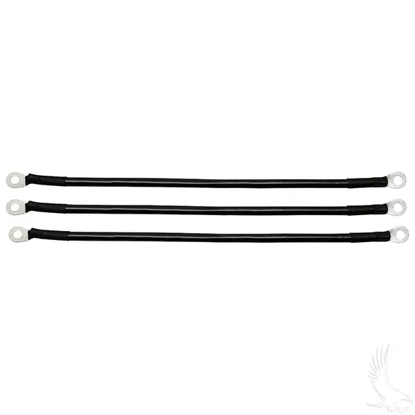 Battery Cable SET, Includes (3) 14" 4 gauge, Club Car DS w/ 12V Batteries Redhawk 