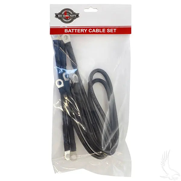 Battery Cable SET, Includes (3) 9" and (2) 26" 4 gauge, Yamaha Drive w/ 8V Batteries Redhawk 