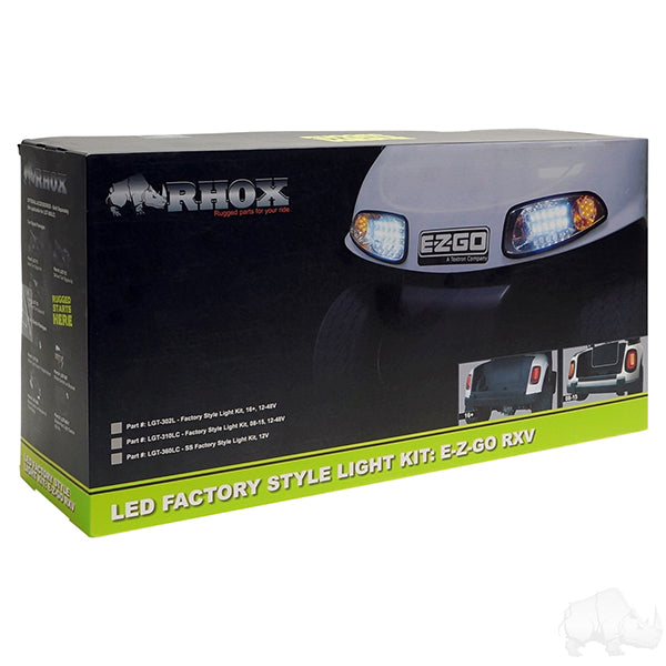 RHOX LED Clear Factory Style Light Kit w/ Plug and Play Harness, E-Z-Go RXV 08-15, 12-48V