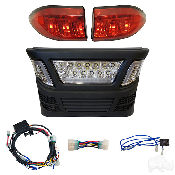 Kit de parachoques con barra de luces LED RHOX con LED multicolor, Club Car Precedent Gas 04+ y Electric 04-08.5 PN# LGT-340L