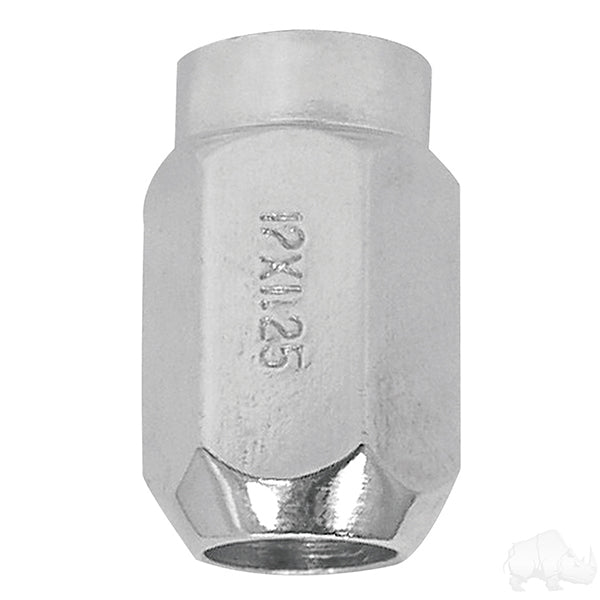 Tuerca de orejeta, cromada, extremo cerrado, métrica, 12 mm-1,25, diámetro exterior de 3/4", PN n.° TIR-938