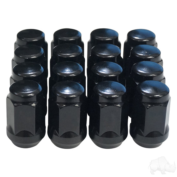 Tuerca de orejeta, CAJA DE 16, Negro brillante, Extremo cerrado, Estándar, 1/2"-20, OD 3/4", PN# TIR-939S