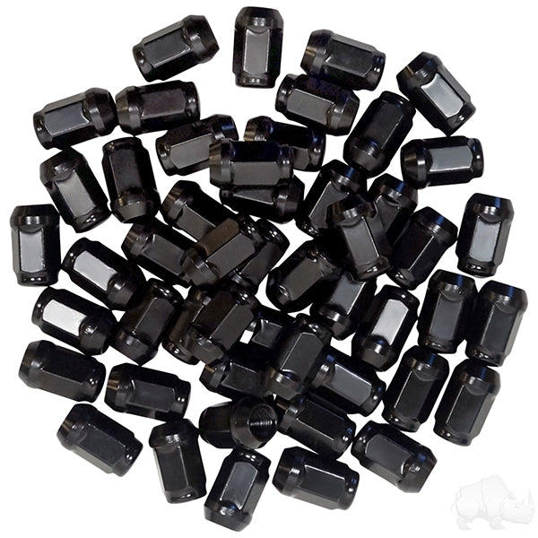 Tuerca de orejeta, CAJA DE 50, Negro brillante, Extremo cerrado, Métrico 12 mm-1,25, Diámetro exterior 3/4", PN# TIR-940-50