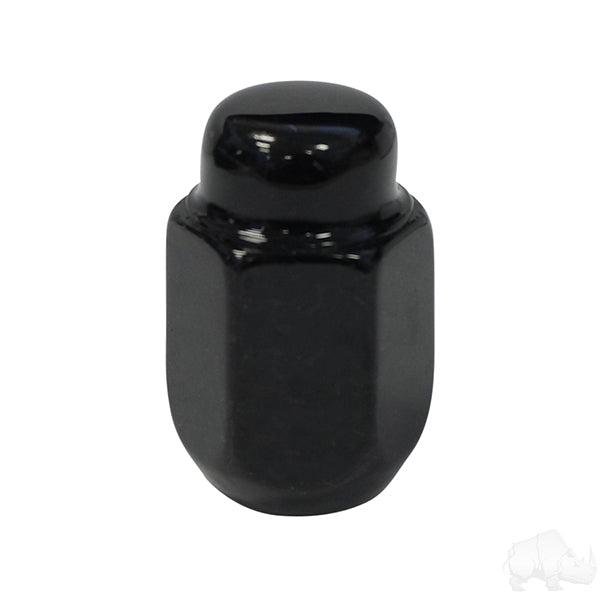 Tuerca de orejeta, negra brillante, extremo cerrado, métrica, 12 mm-1,25, diámetro exterior 3/4", PN n.° TIR-940
